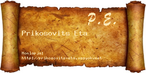 Prikosovits Eta névjegykártya